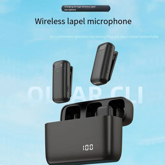 K6 Wireless Collar Microphone 2.4G Mini Live Microphone with Digital Display Charging Bin Outdoor Radio Microphone