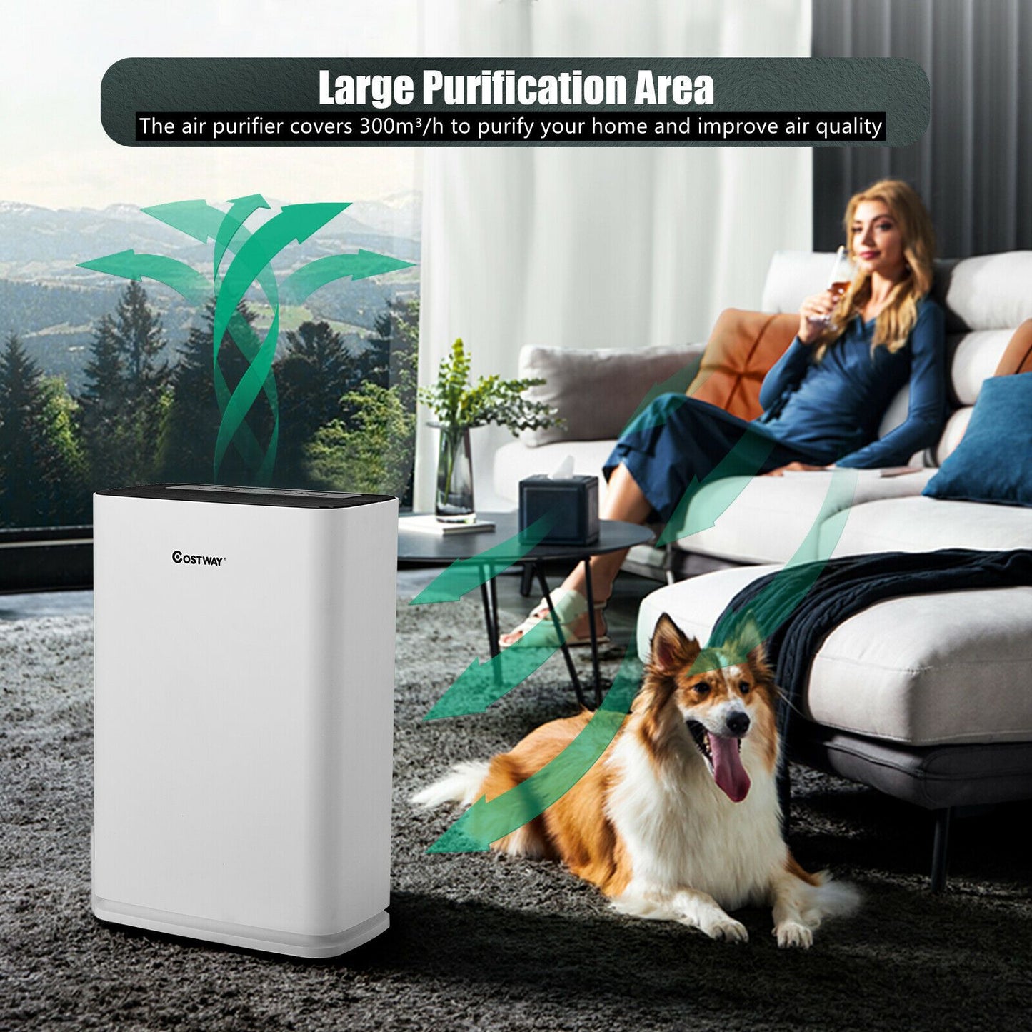 Air Purifier with 4 Layers Purification and Replaceable Filter