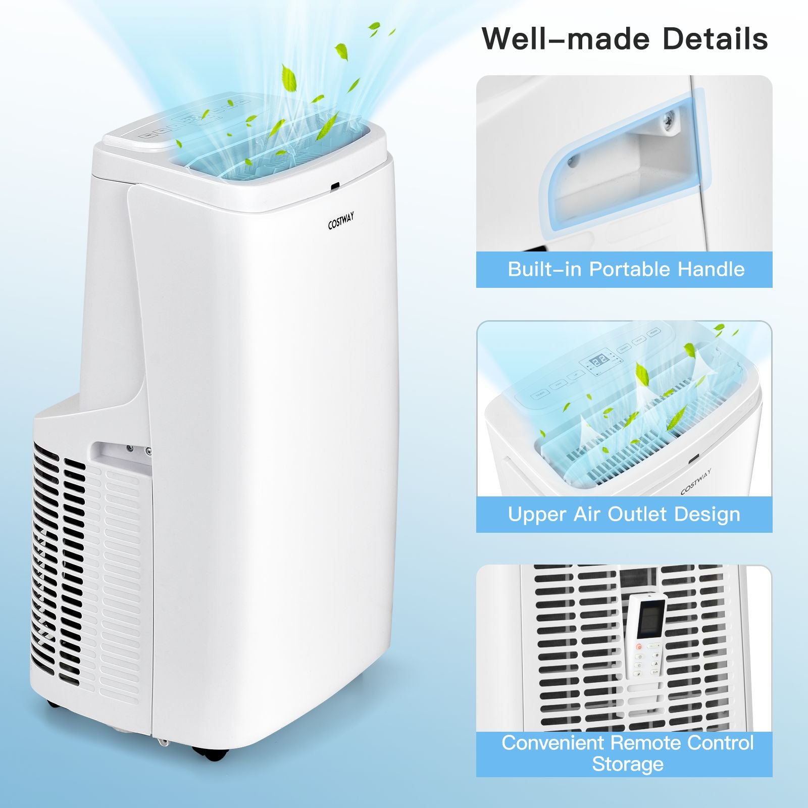 9000/12000 BTU Portable Air Conditioner with Remote Control