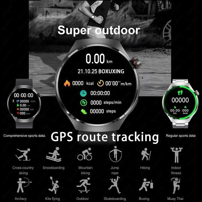 Waterproof GT4 PRO Smart Watch NFC GPS Tracker Bluetooth Call Men Sport Watches