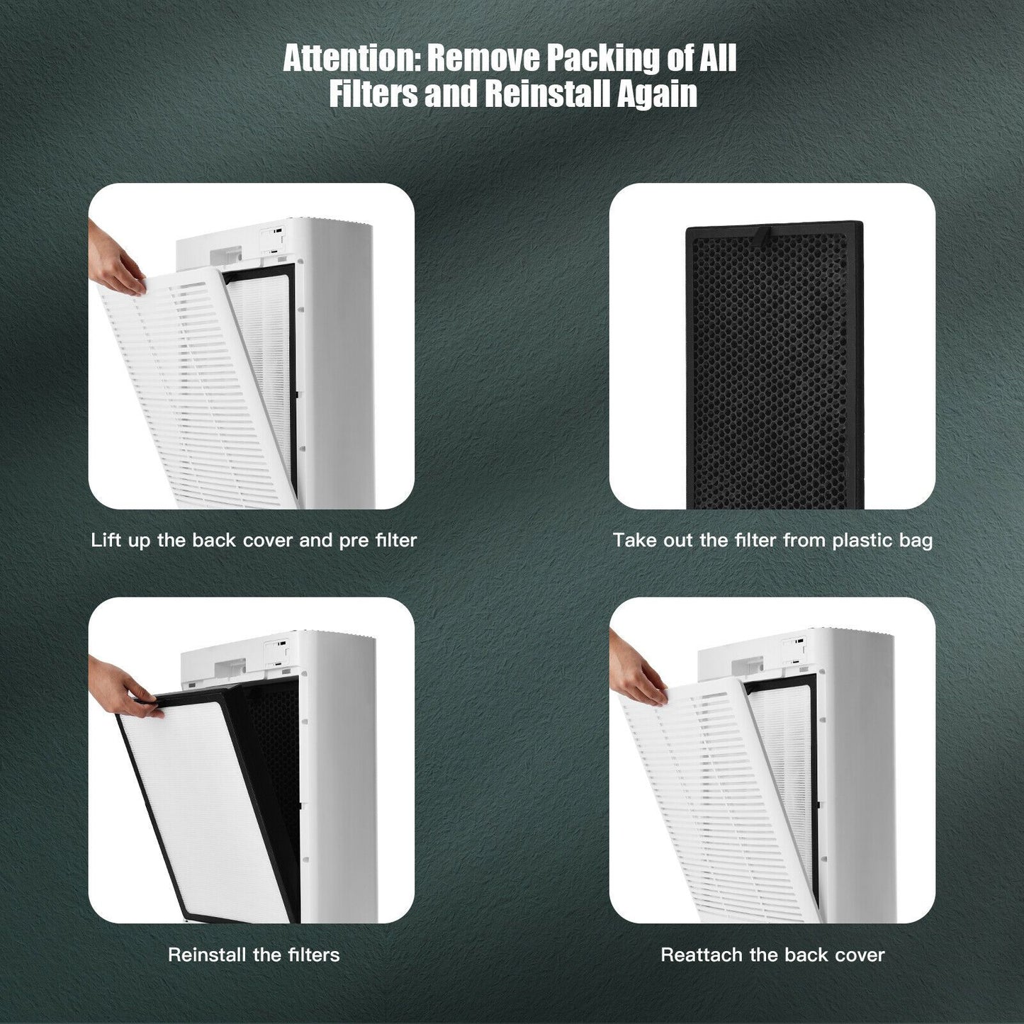 Air Purifier with 4 Layers Purification and Replaceable Filter