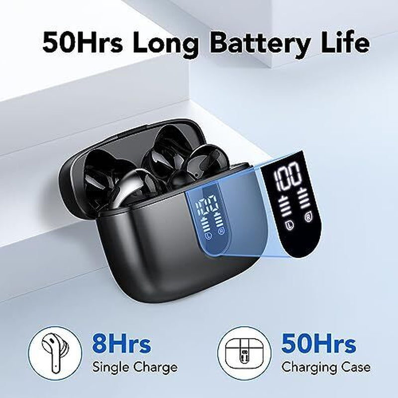 Ear Buds Wireless Earbuds, 50Hrs Playtime Bluetooth Earphones, Bluetooth