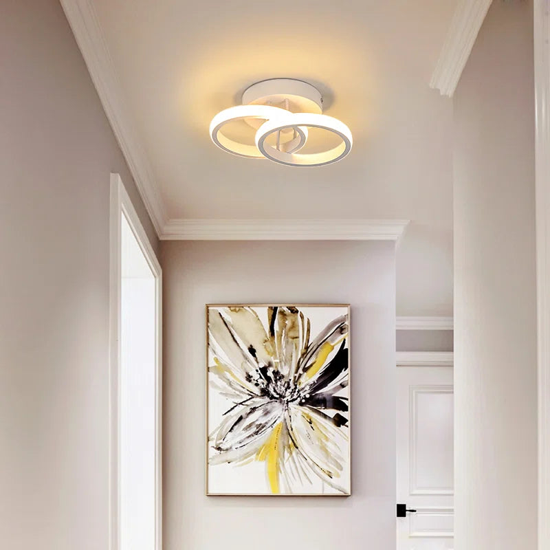 Verbrande Double-Rings Light 25Cm LED Integrated Semi Flush Mount