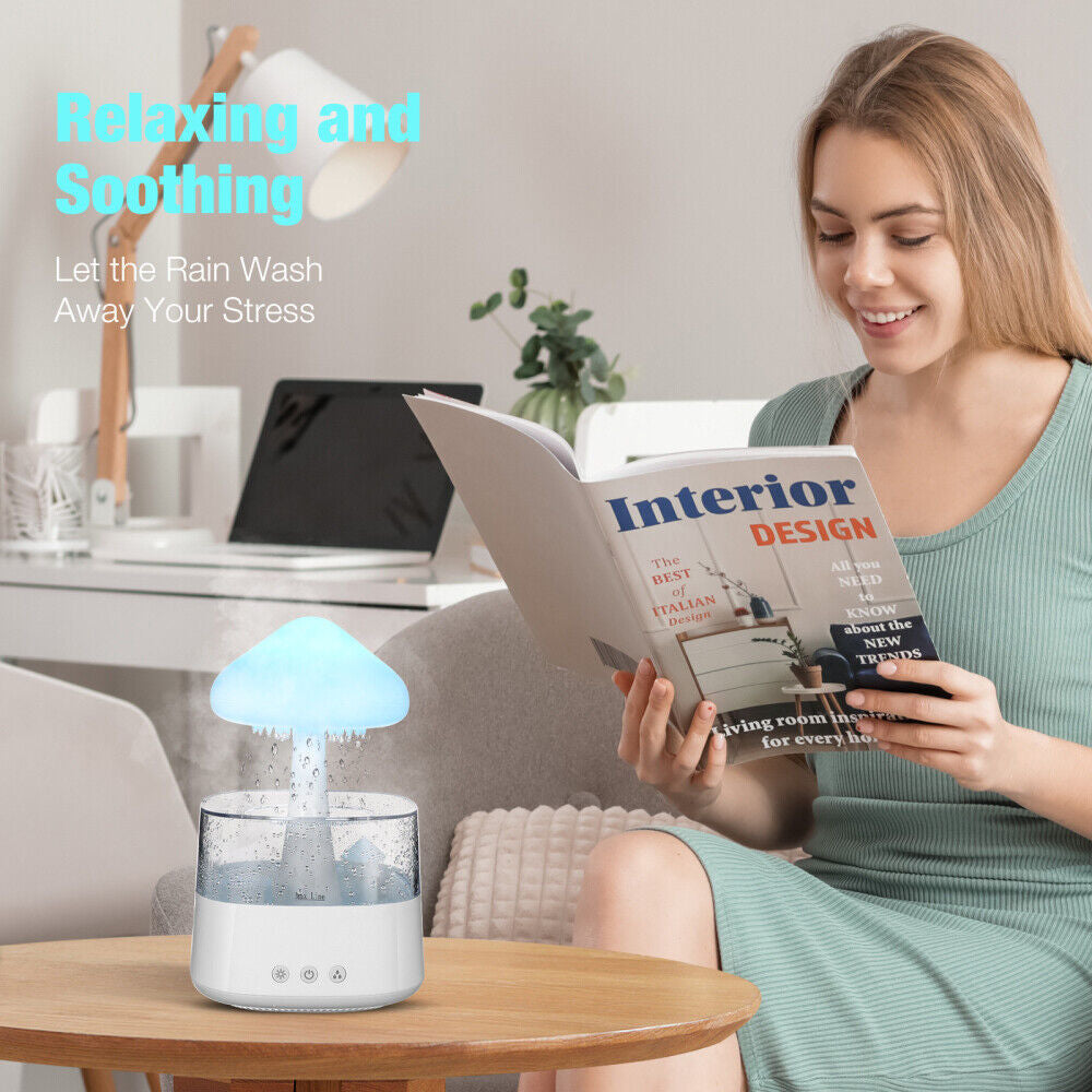 Rain Cloud Humidifier Rain Drop Sound Night Light Aromatherapy Oil Essential