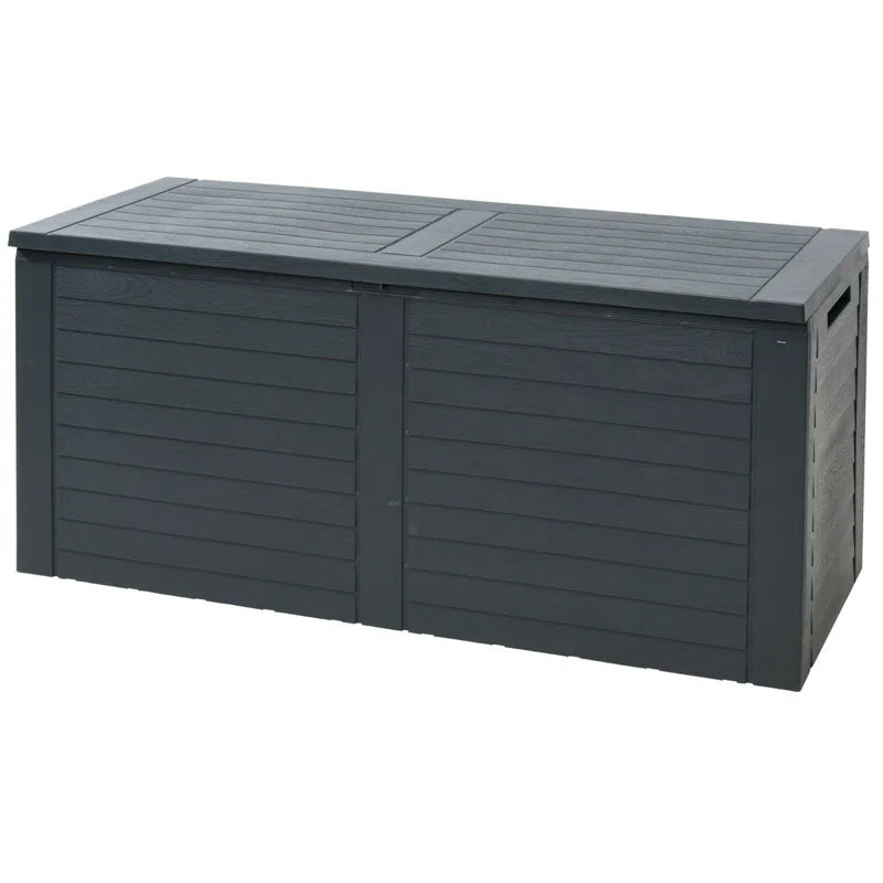 Ahsaad 115Cm W 270L Water Resistant Plastic Lockable Deck Box in Black