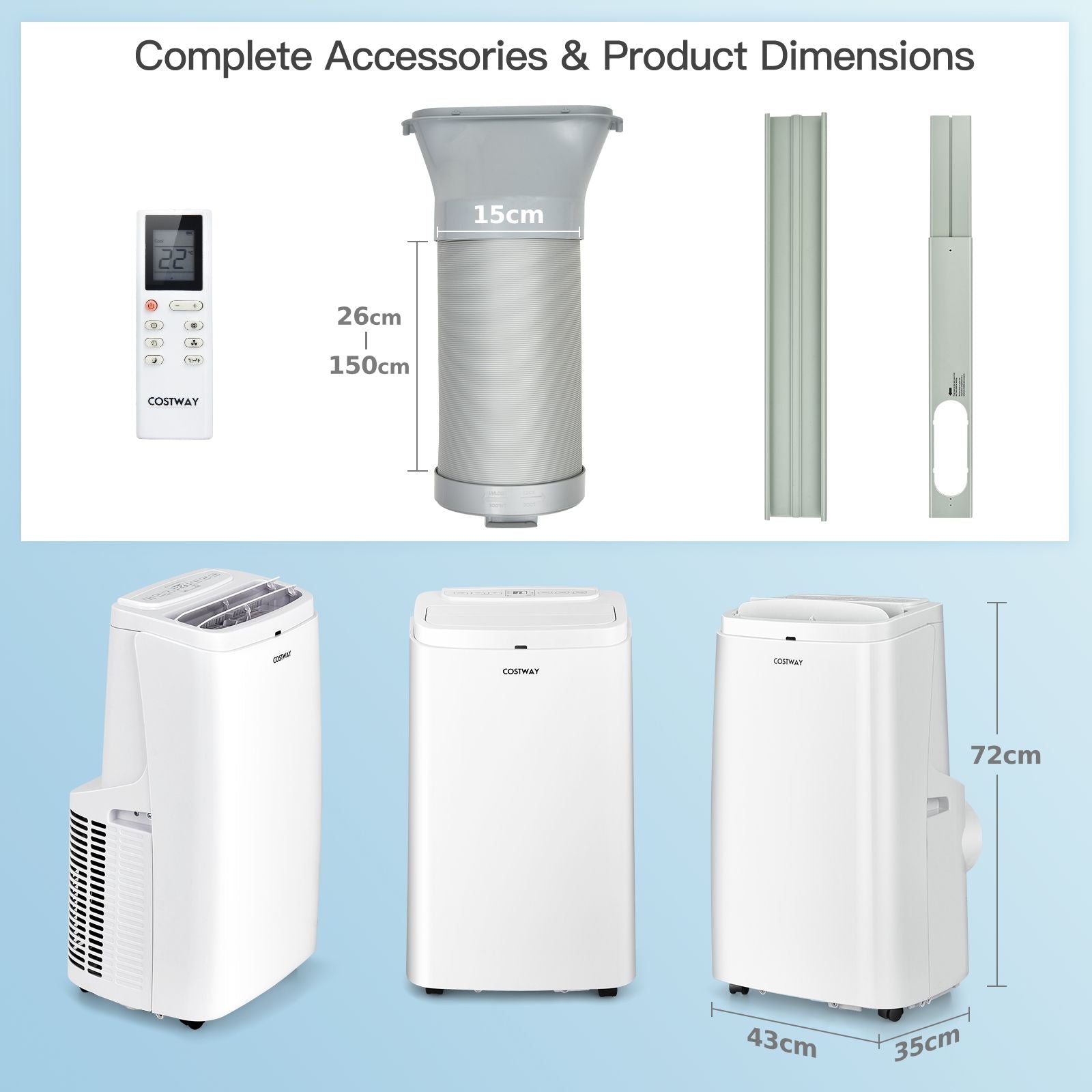 9000/12000 BTU Portable Air Conditioner with Remote Control