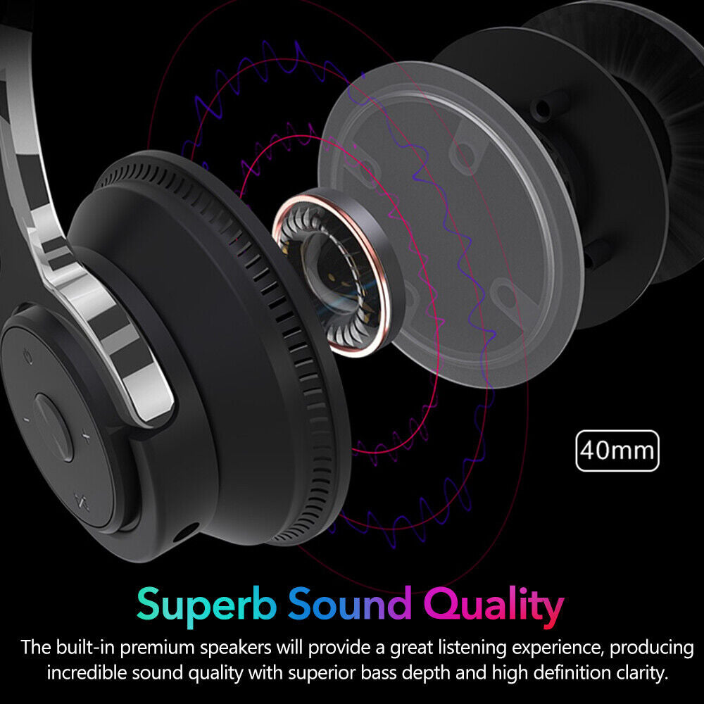 Over Ear Bluetooth Headphones Headsets Foldable Earphones for Iphone Android