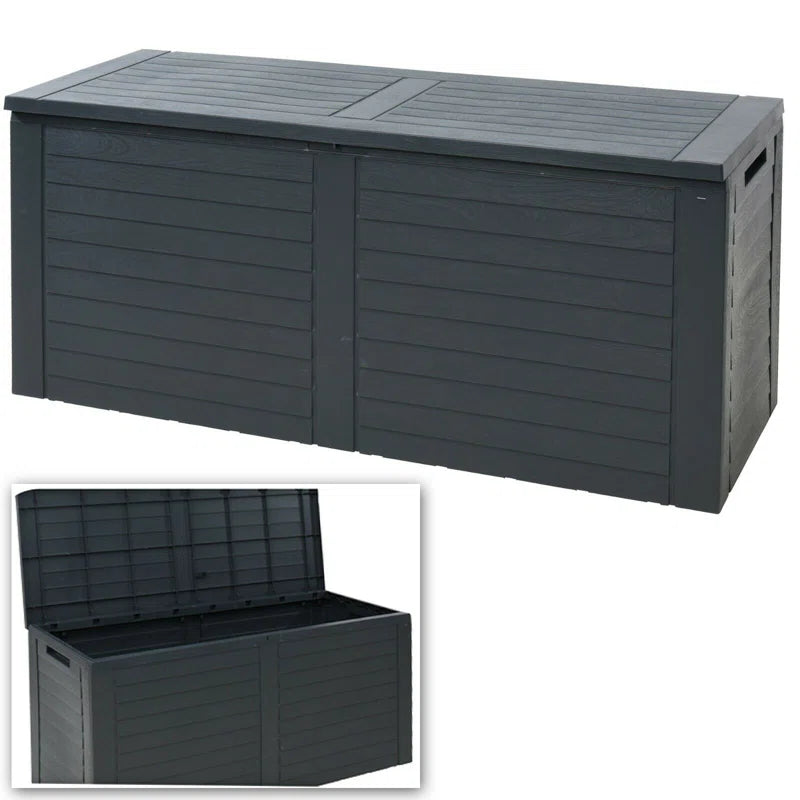 Ahsaad 115Cm W 270L Water Resistant Plastic Lockable Deck Box in Black