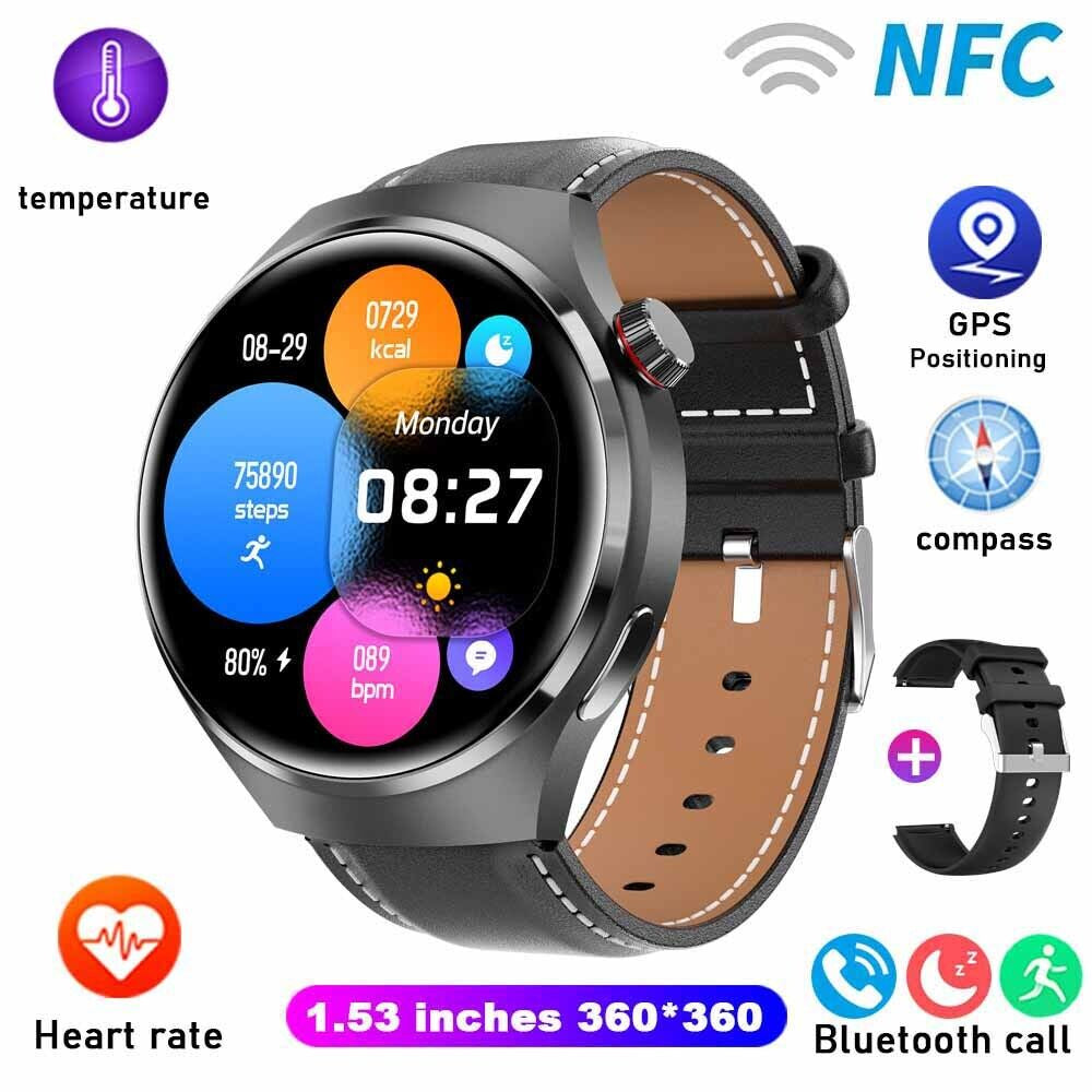 Waterproof GT4 PRO Smart Watch NFC GPS Tracker Bluetooth Call Men Sport Watches