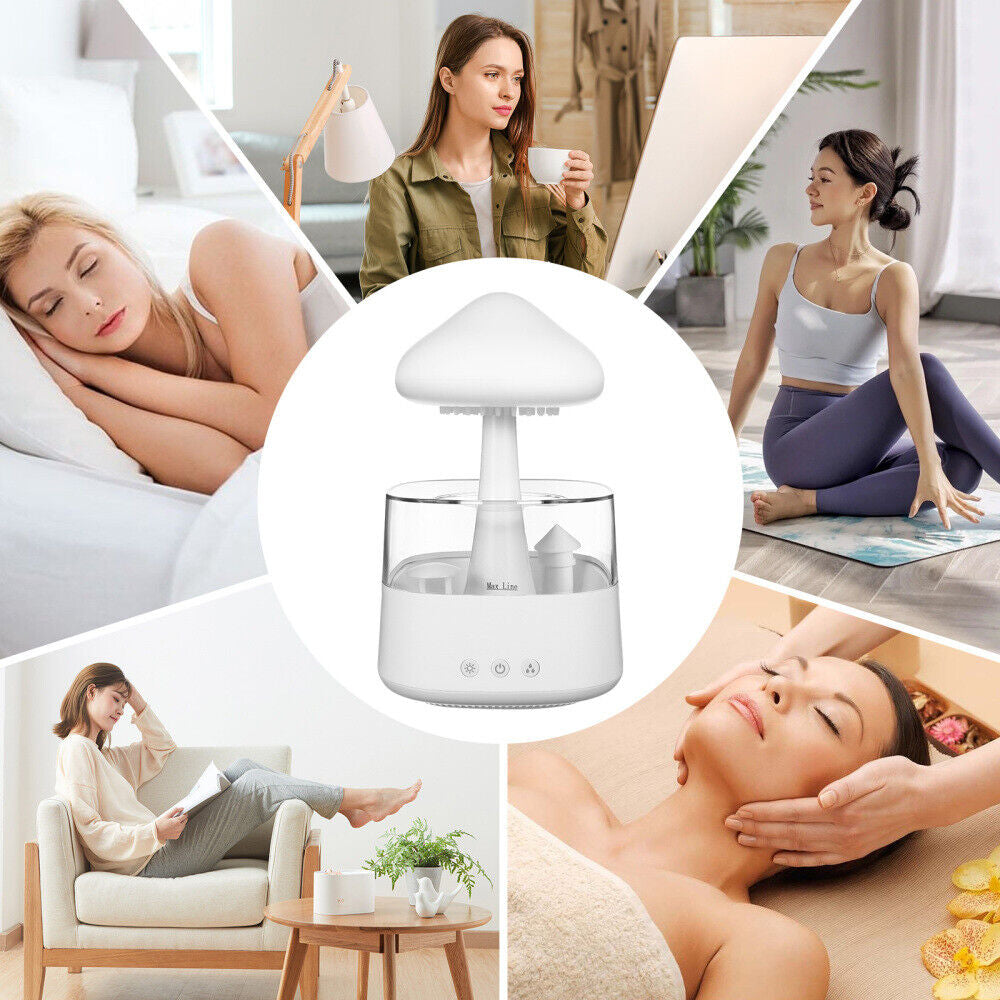 Rain Cloud Humidifier Rain Drop Sound Night Light Aromatherapy Oil Essential