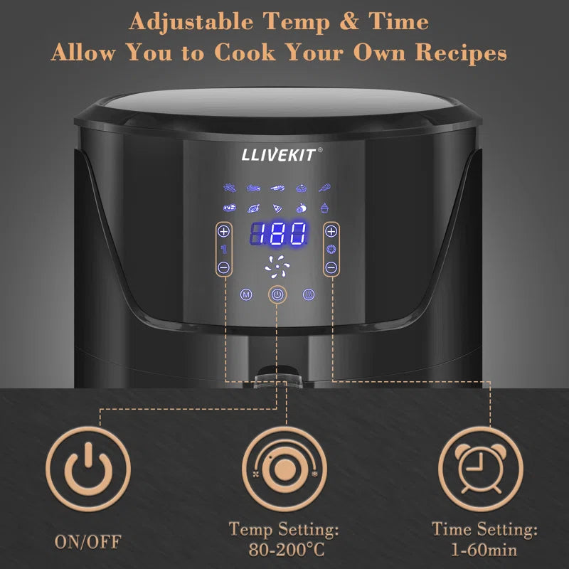 5L Air Fryer, Family Size Hot Air Fryer 1400W Digital Touchscreen with 10 Presets, Removable Basket, Timer & Temperature Control for Oil Free & Low Fat Healthy Cooking