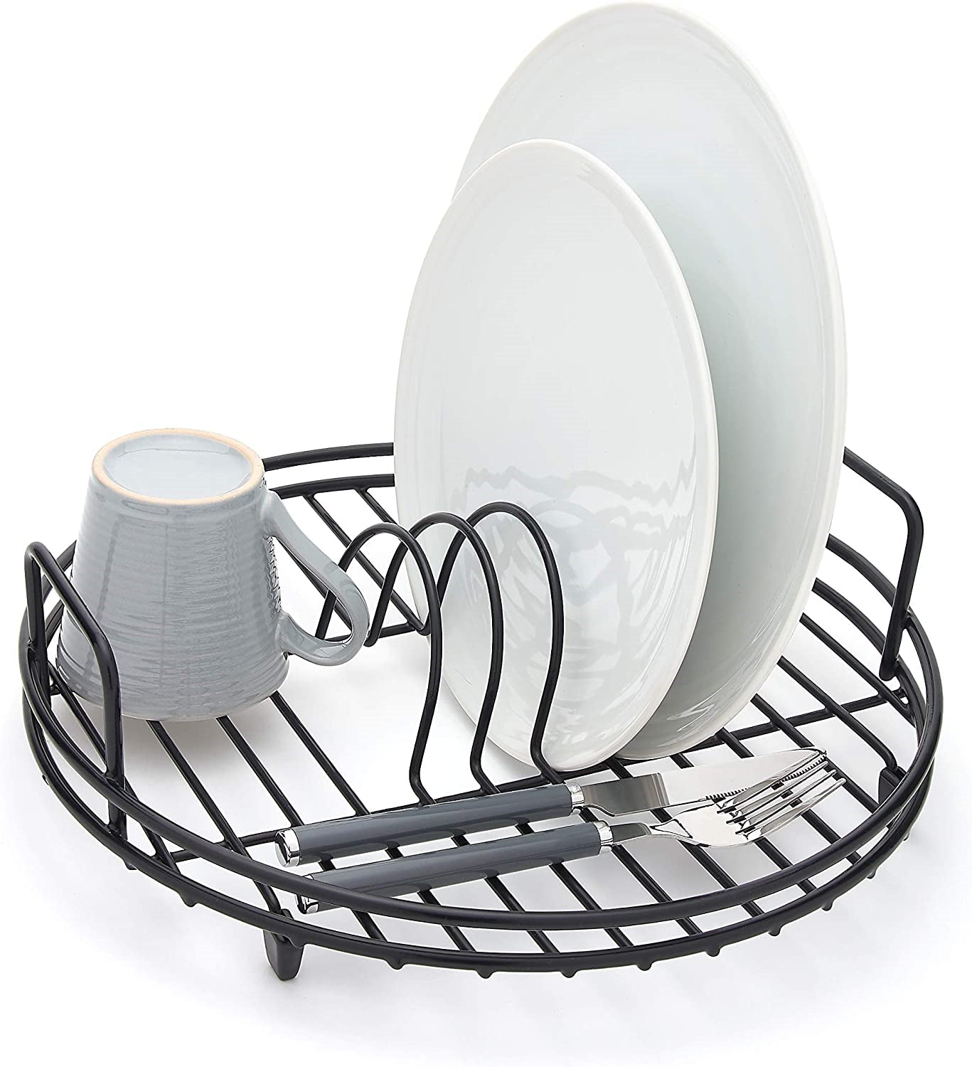 Simplywire - Circular Dish Drainer - round Sink Drying Rack - Black