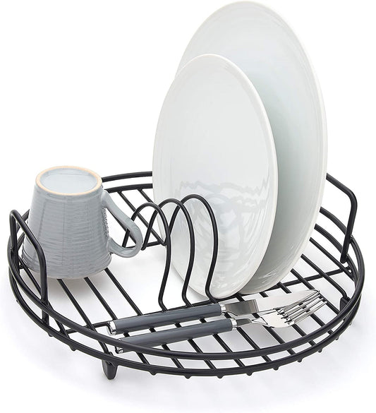 Simplywire - Circular Dish Drainer - round Sink Drying Rack - Black