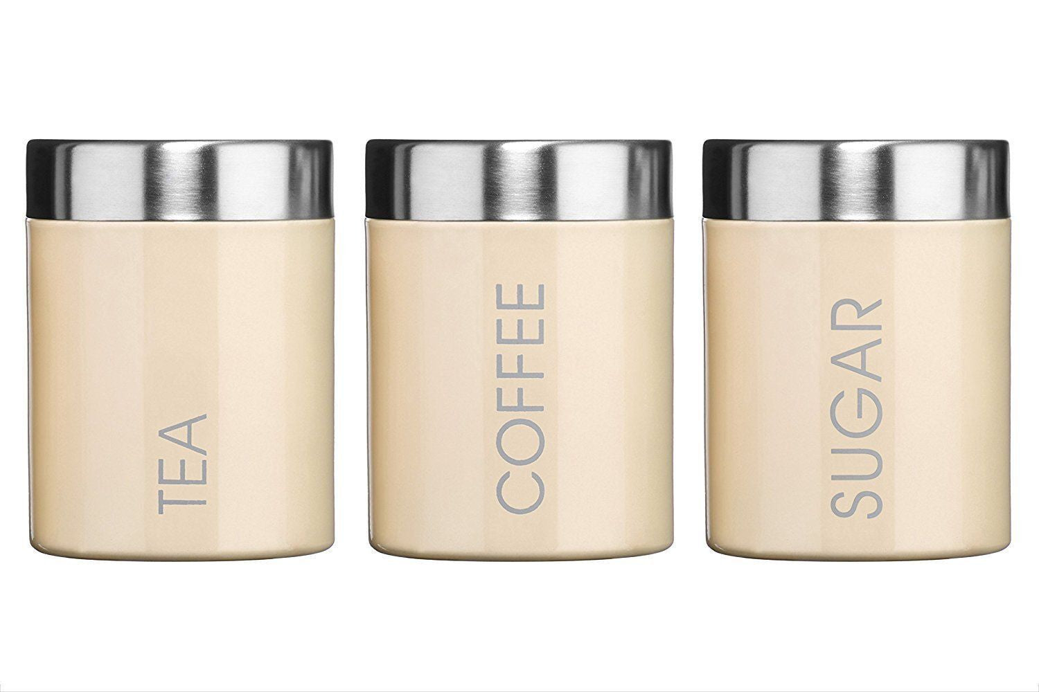 Set of 3 Tea Coffee Sugar Kitchen Storage Canisters Jars Pots Containers Tins