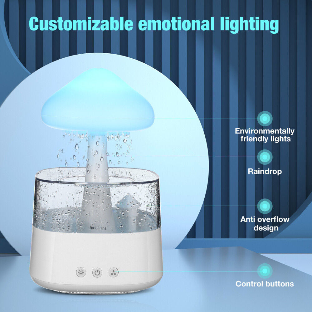 Rain Cloud Humidifier Rain Drop Sound Night Light Aromatherapy Oil Essential