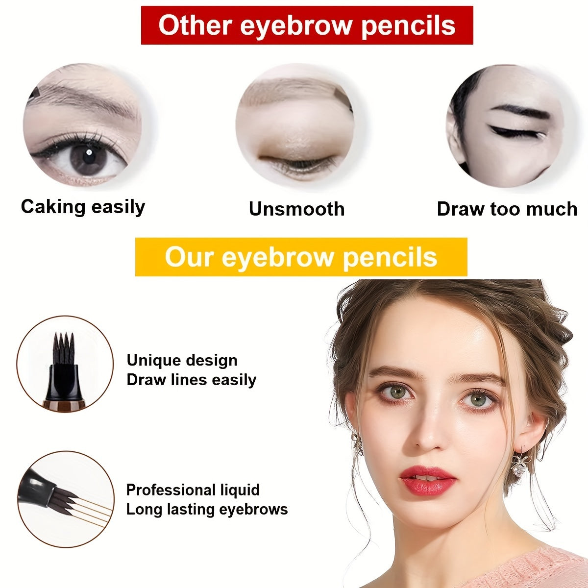 Bulbusbow Waterproof Long-Lasting Microblading Eyebrow Pen | Best Eyebrow Pen for Natural, Defined Brows | Micro-Fork Tip Applicator